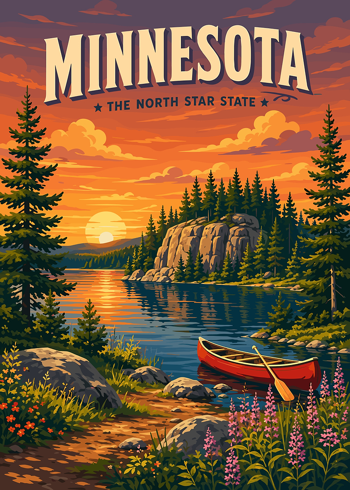 Minnesota North Star State Travel Poster