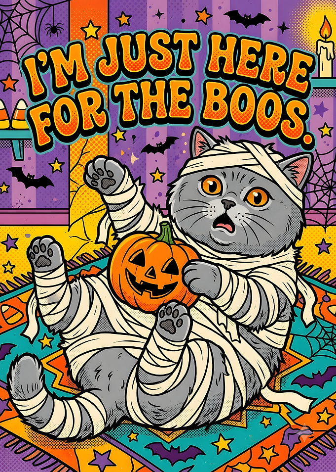 Cute Mummy Cat Halloween Poster