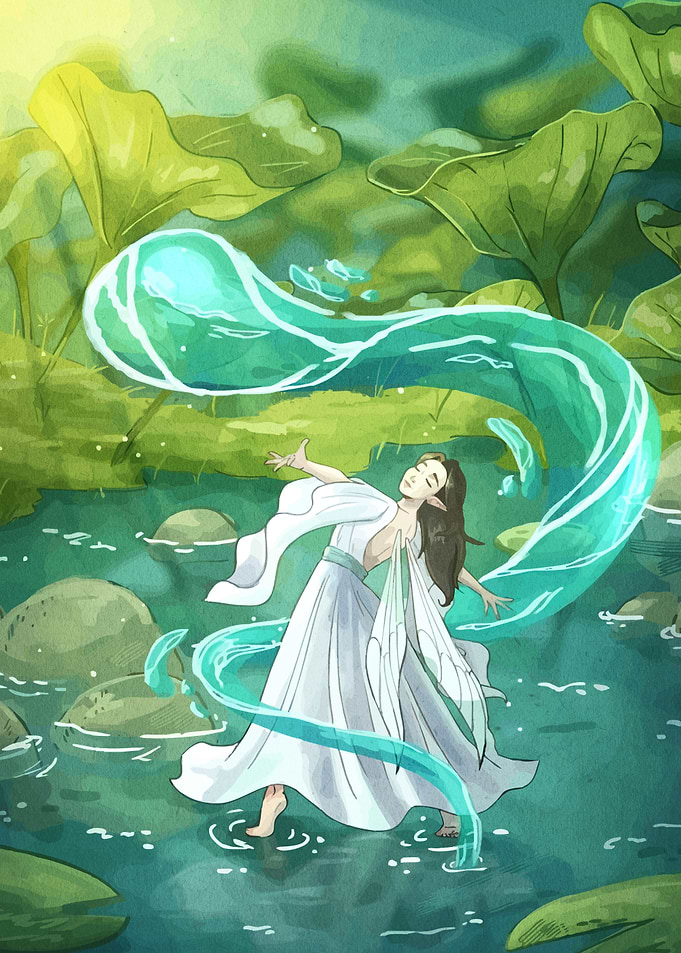 Elf Water Mage Casting Magic