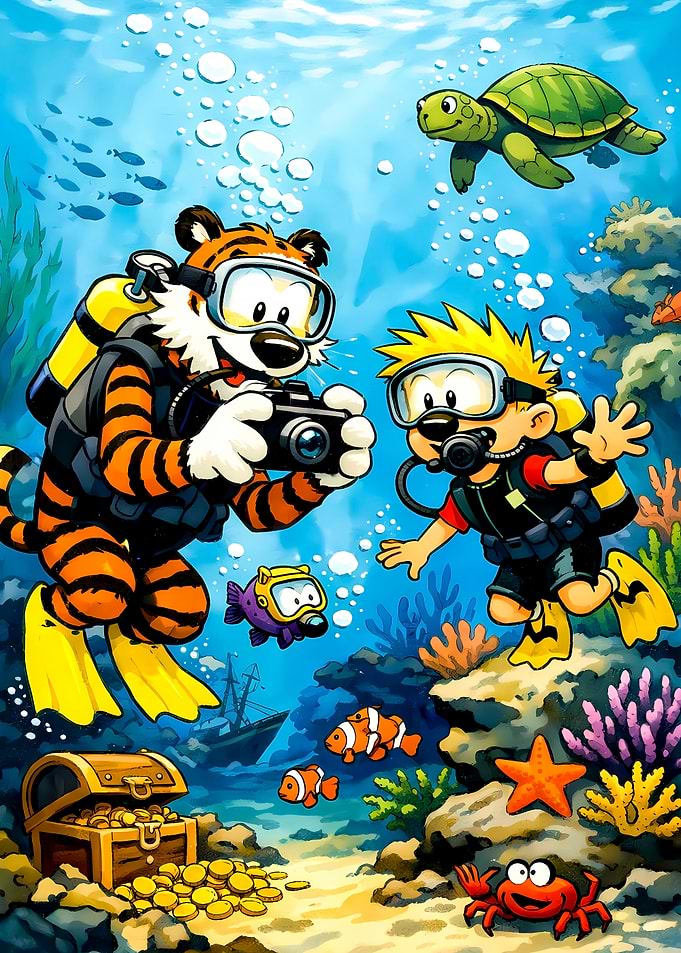 Calvin and Hobbes Scuba Diving