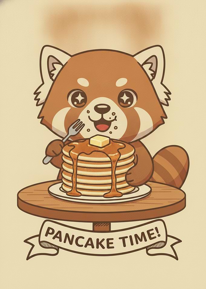 Cute Red Panda Eating Pancakes