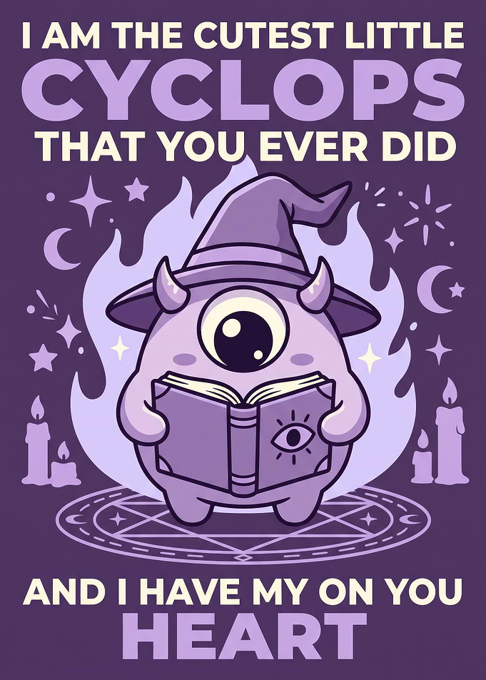 Cute Cyclops Witch Reading Spellbook