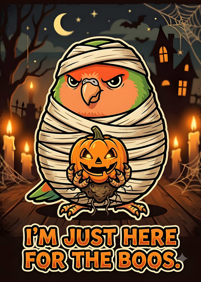 Mummy Parrot Halloween Illustration
