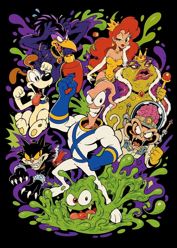 Earthworm Jim and Friends Cast Illustration
