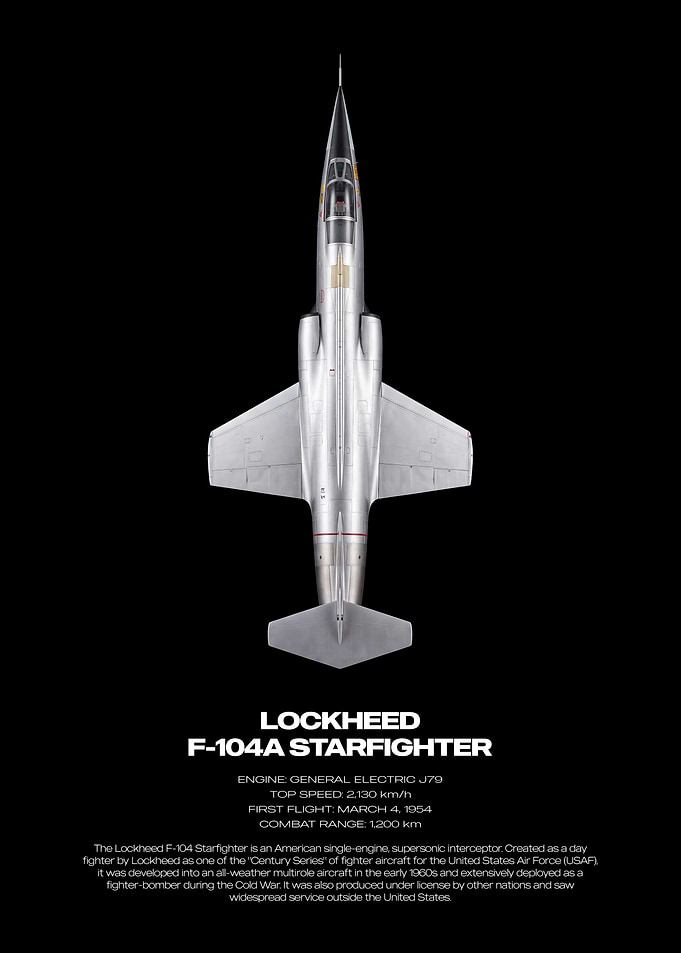 Lockheed F-104A Starfighter Technical Poster
