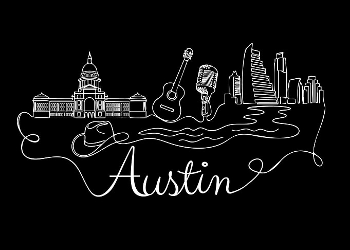 Austin Texas Skyline Line Art