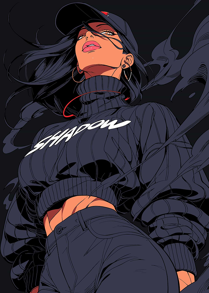 Stylish Woman in Shadow Sweater