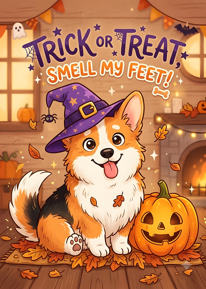 Cute Corgi Halloween Trick or Treat