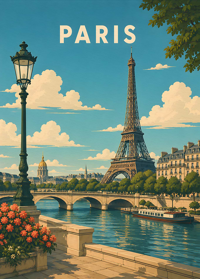 Vintage Paris Travel Poster