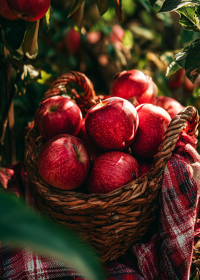 Basket of Fresh Red Apples