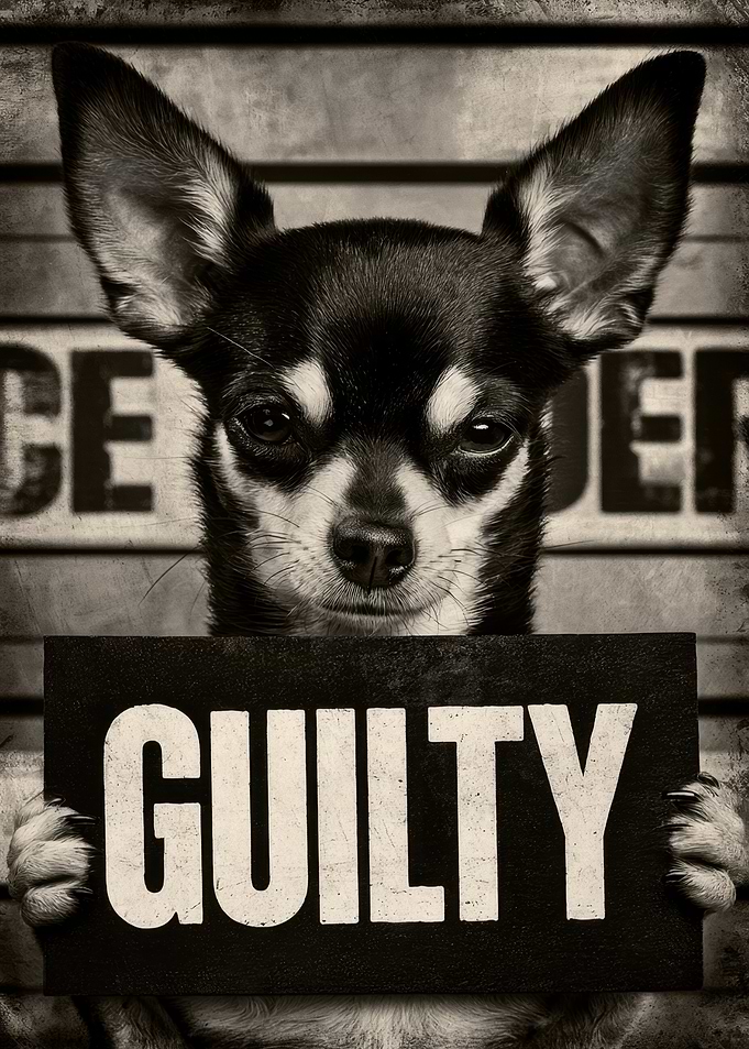 Guilty Chihuahua Mugshot Portrait