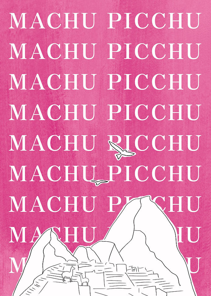 Machu Picchu Pink Minimalist Poster