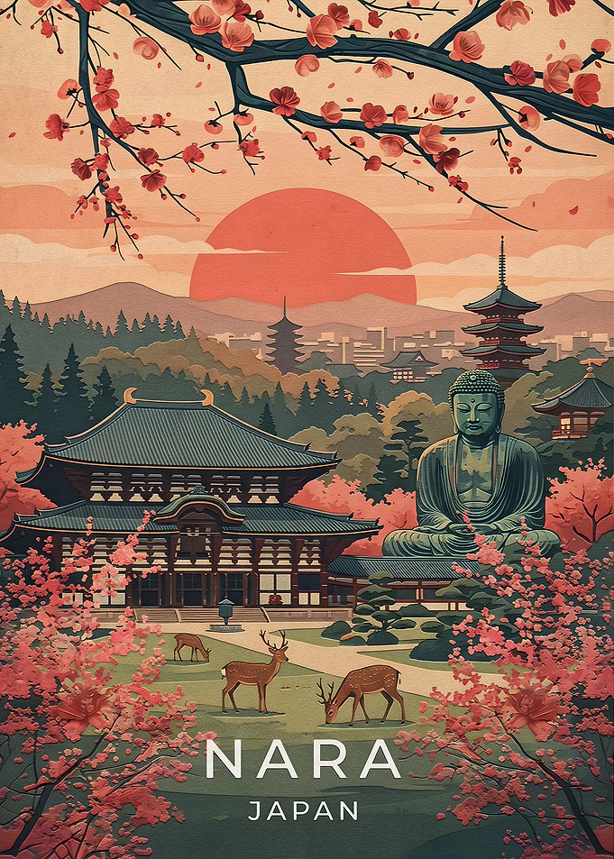 Nara Japan Travel Poster