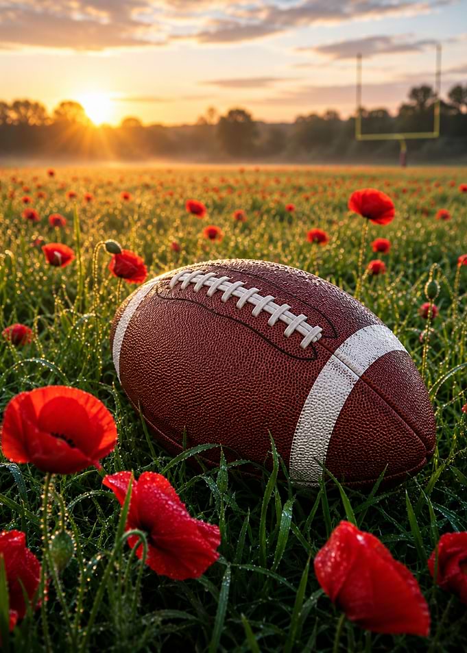American Football in Poppy Field