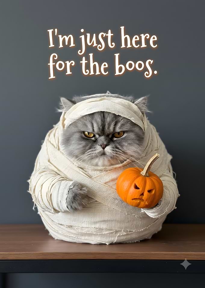 Grumpy Mummy Cat Halloween Poster