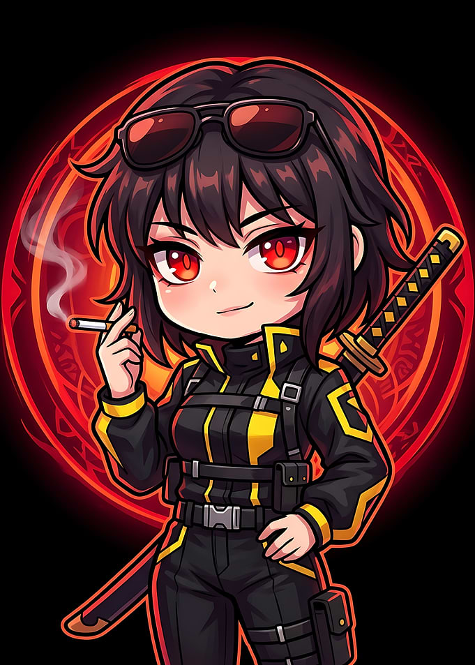 Chibi Anime Warrior with Katana