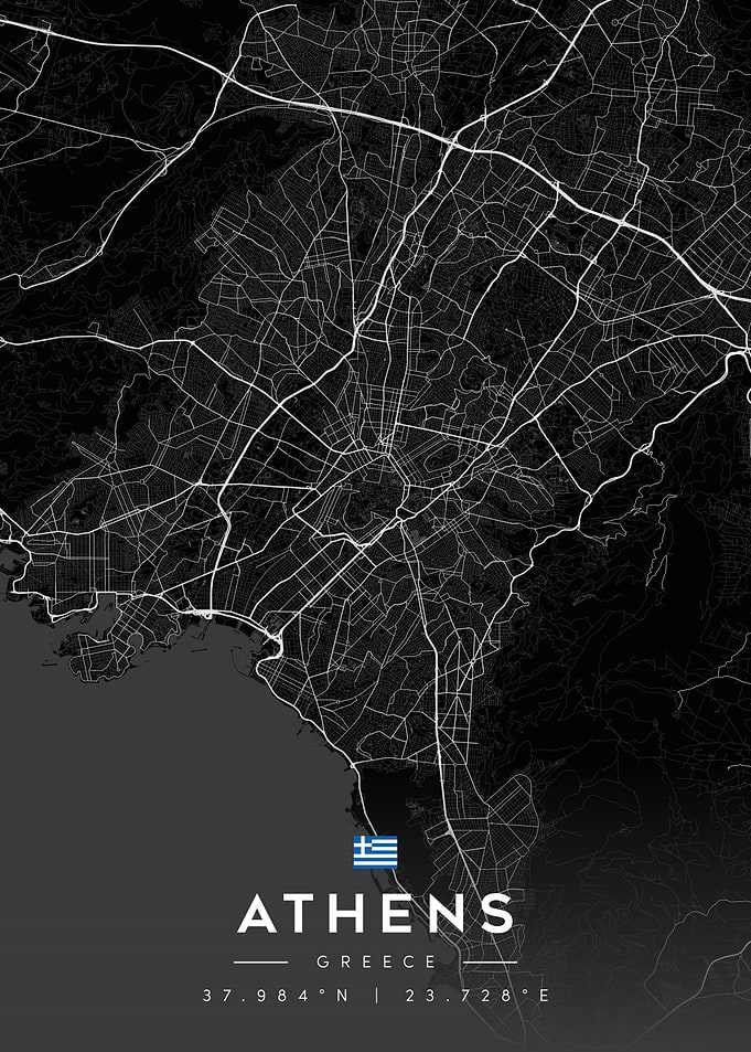 Minimalist Athens City Map Poster