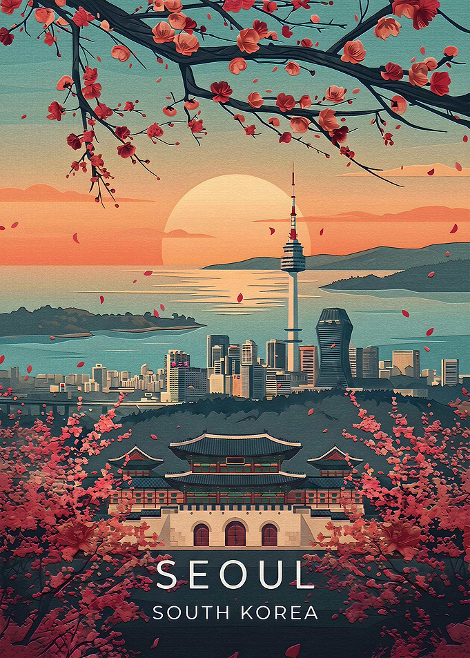 Seoul South Korea Travel Poster