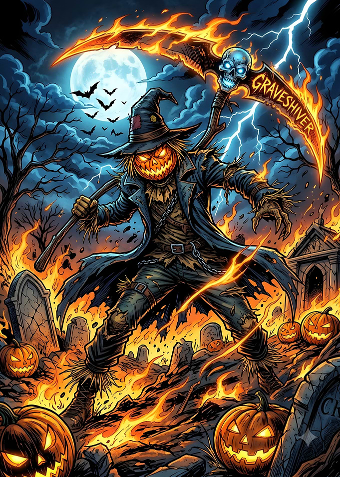 Fiery Scarecrow Reaper in Graveyard