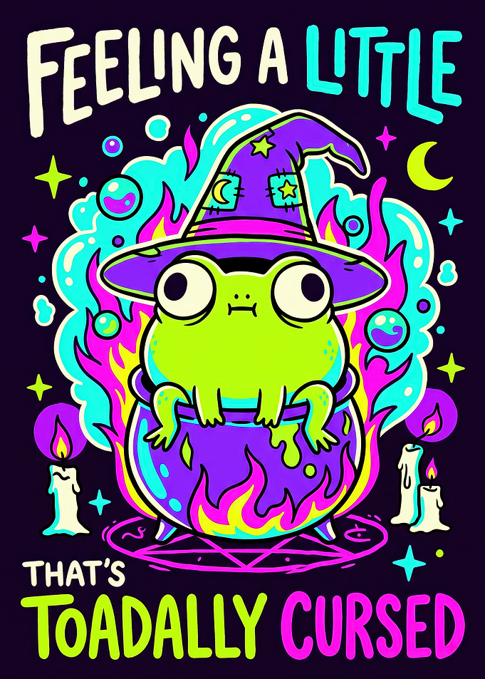 Toadally Cursed Frog Witch Illustration