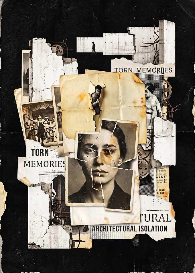 Torn Memories Architectural Collage Art