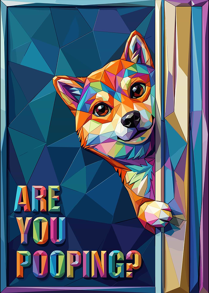Funny Geometric Shiba Inu Poster