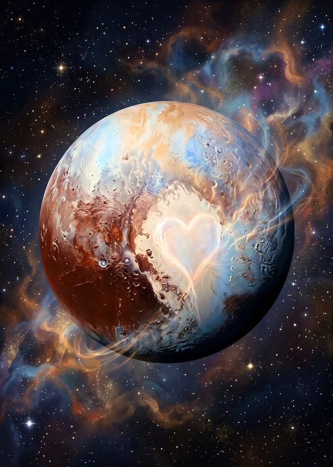 Pluto Planet with Heart Feature