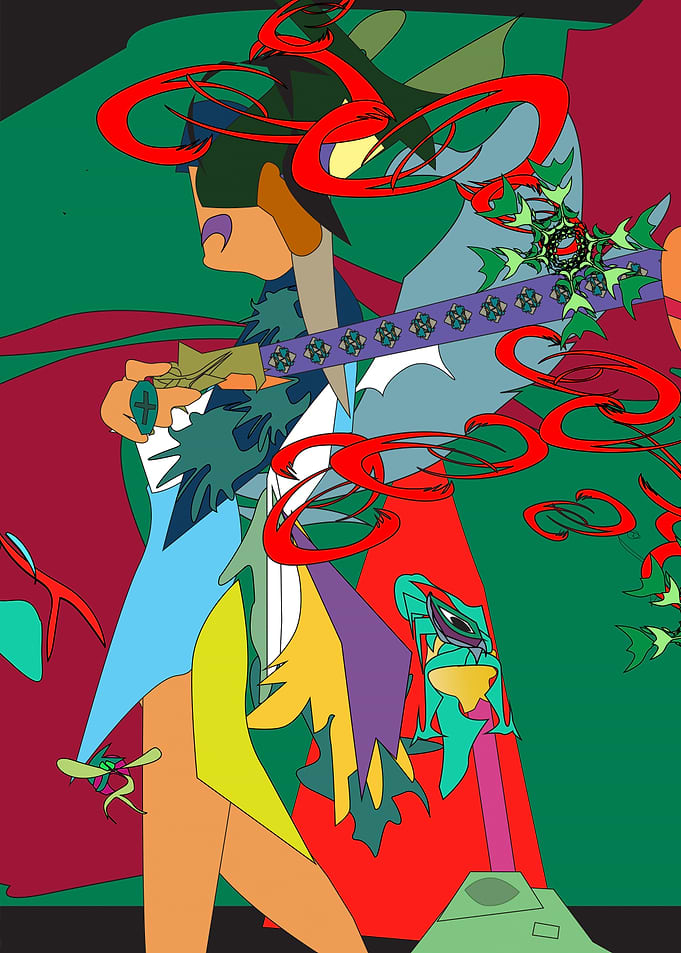 Abstract Anime Warrior Digital Illustration