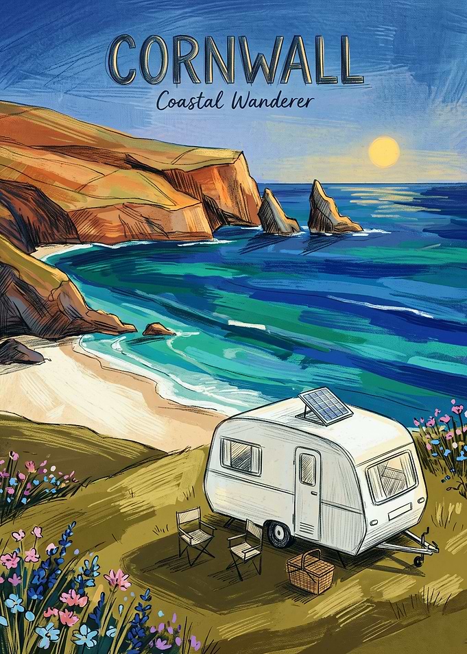 Cornwall Coastal Wanderer Travel Poster