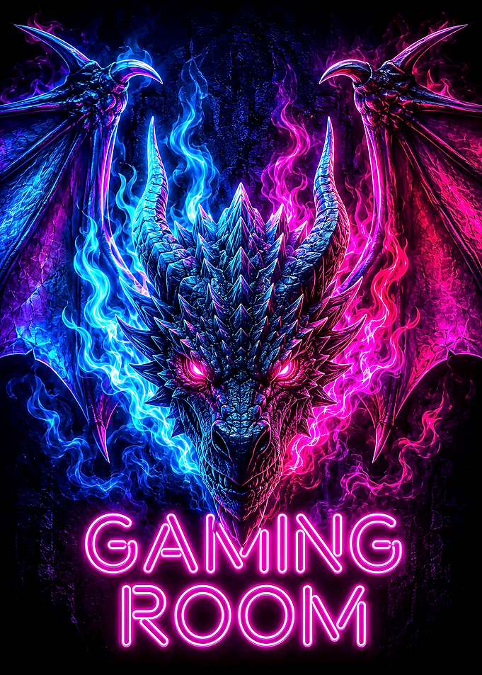 Neon Dragon Gaming Room Sign