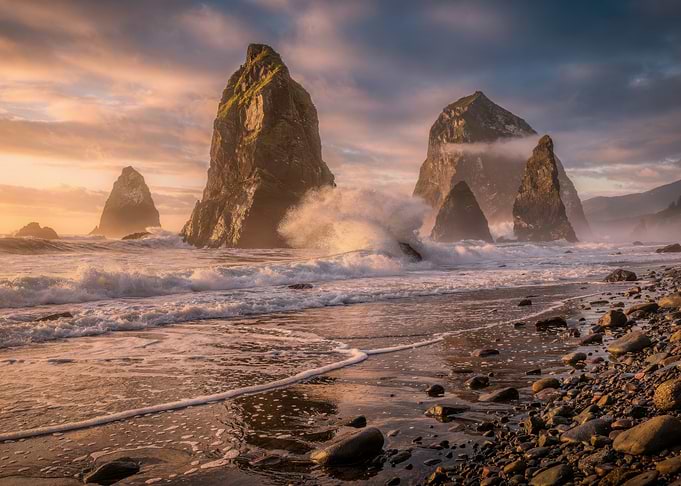 Dramatic Sunset at Cannon Beach