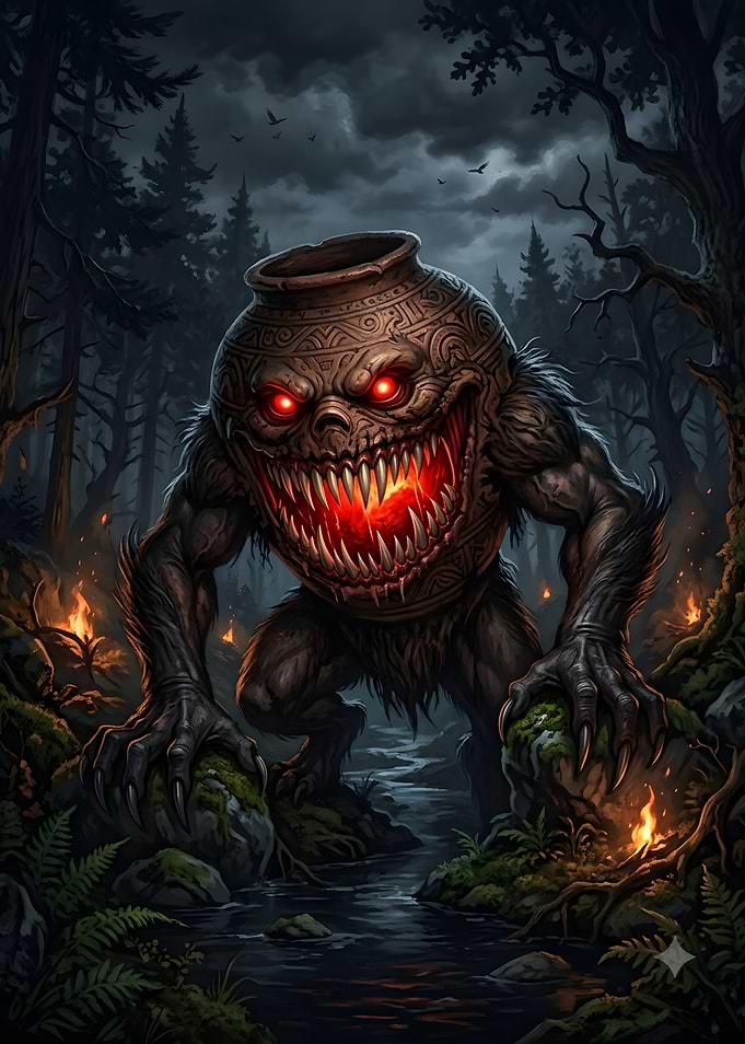 Pot Mimic Monster in Dark Forest