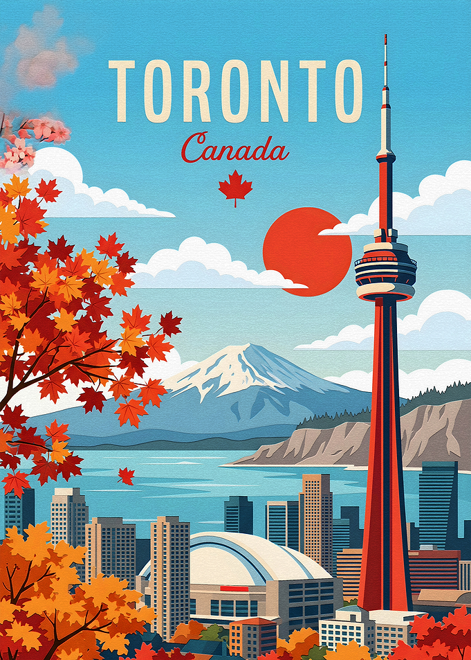 Vintage Style Toronto Travel Poster