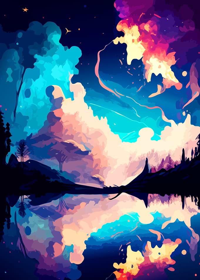 Vibrant Abstract Landscape Reflection