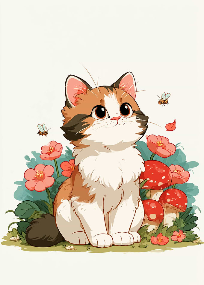 Cute Calico Kitten in Garden