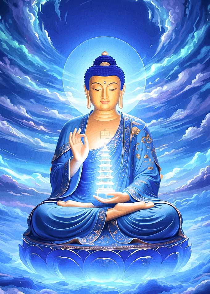 Radiant Blue Buddha Meditating