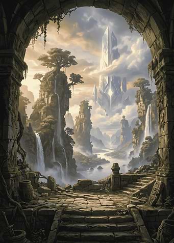 Fantasy Landscape with Ancient Crystal Spire