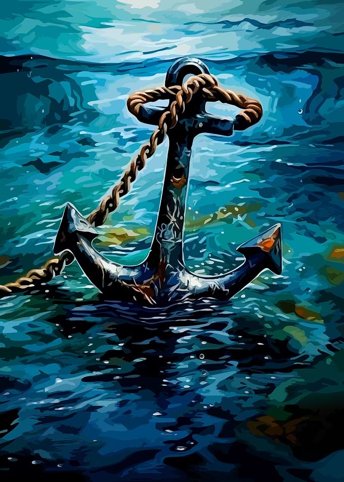 Anchor Resting in Deep Blue Water