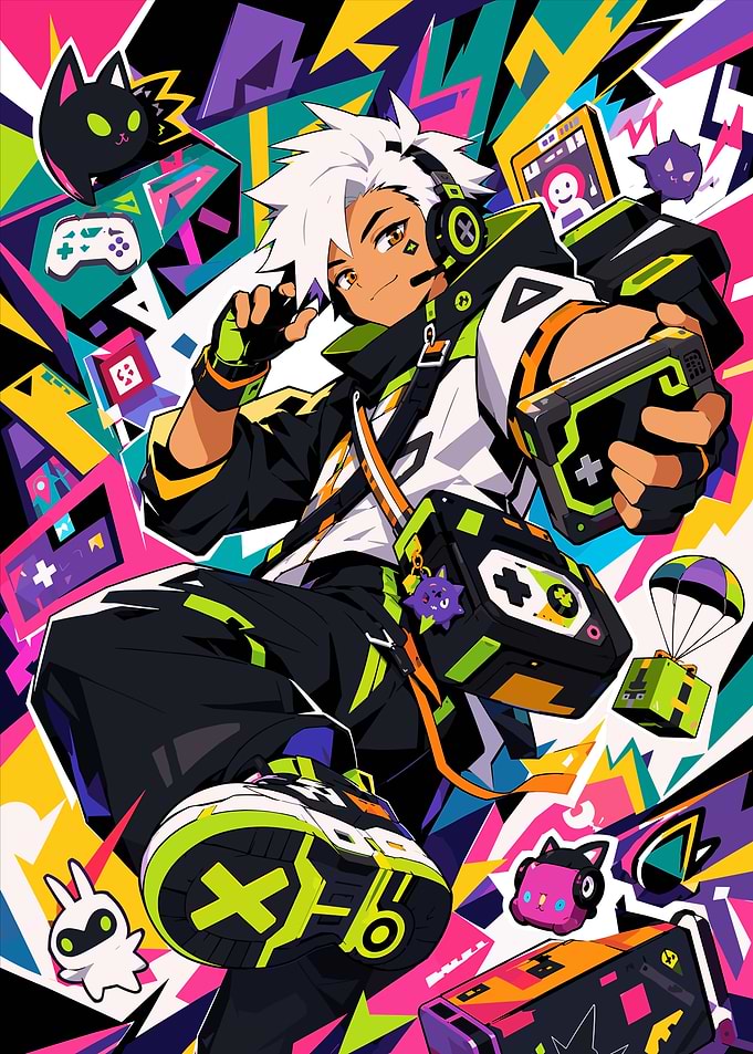 Dynamic Gamer Character Illustration