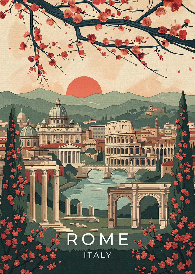 Vintage Travel Poster of Rome Italy