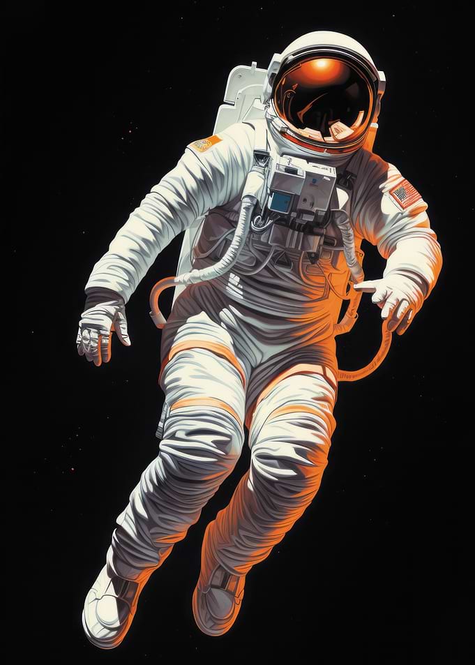 Astronaut Floating in Deep Space