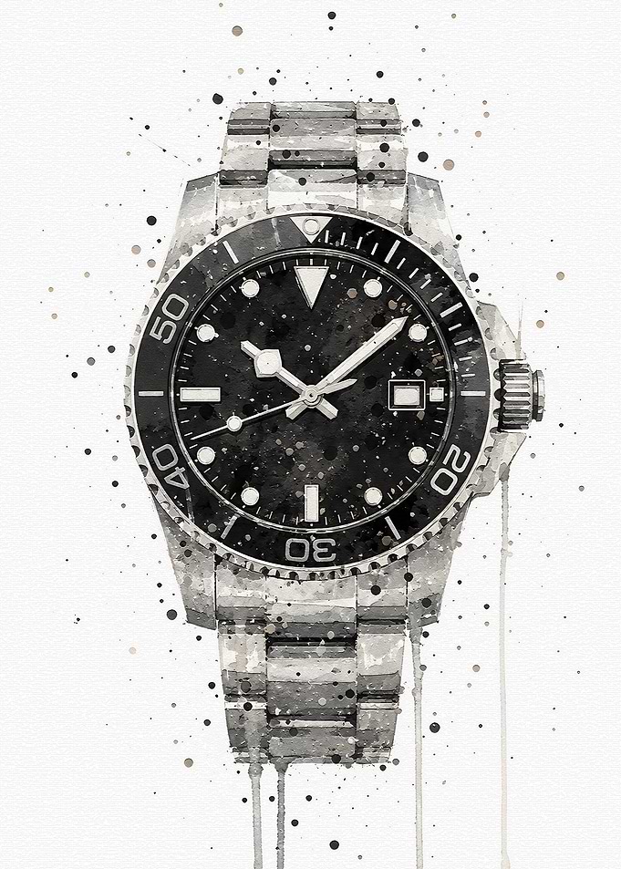Watercolor Style Luxury Dive Watch