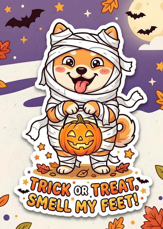 Cute Shiba Inu Mummy Halloween Sticker