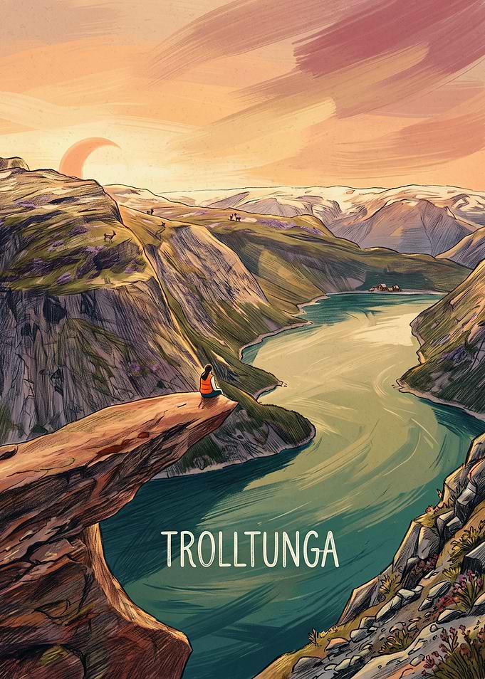 Trolltunga Norway Travel Poster