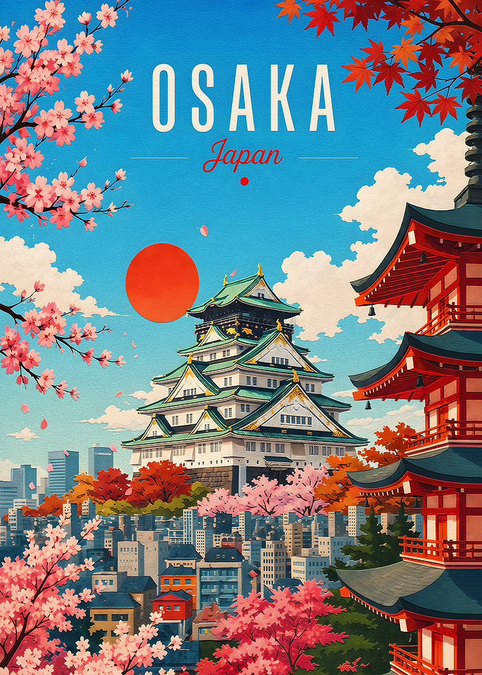 Osaka Japan Travel Poster