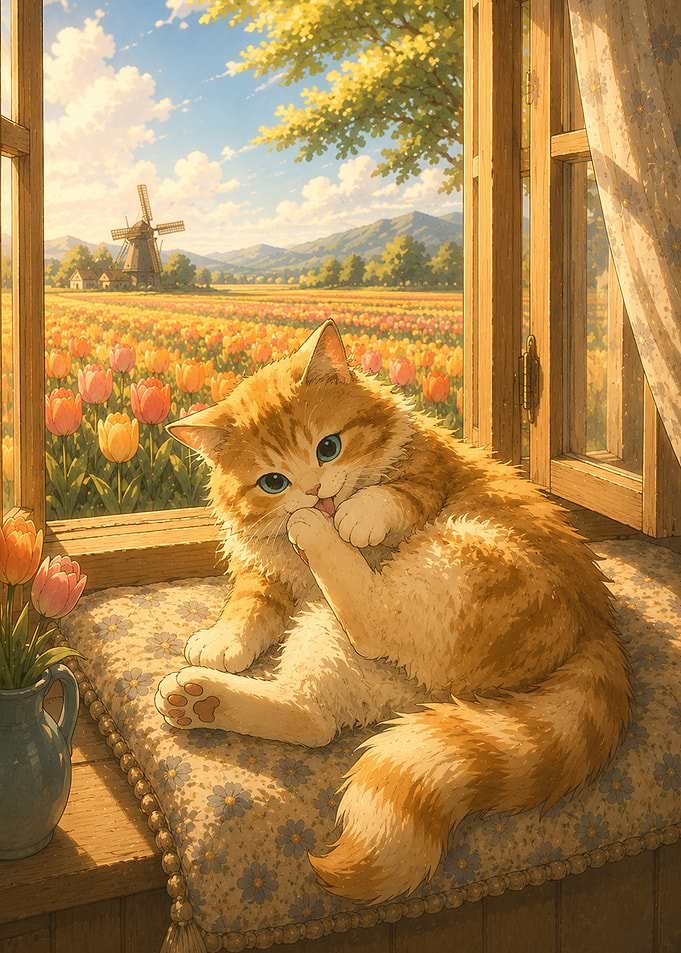 Cute Ginger Cat by Tulip Field