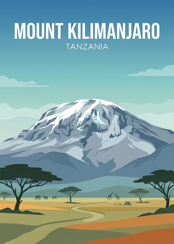 Mount Kilimanjaro Tanzania Travel Poster