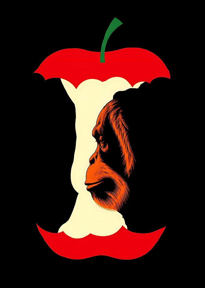 Orangutan Apple Core Optical Illusion