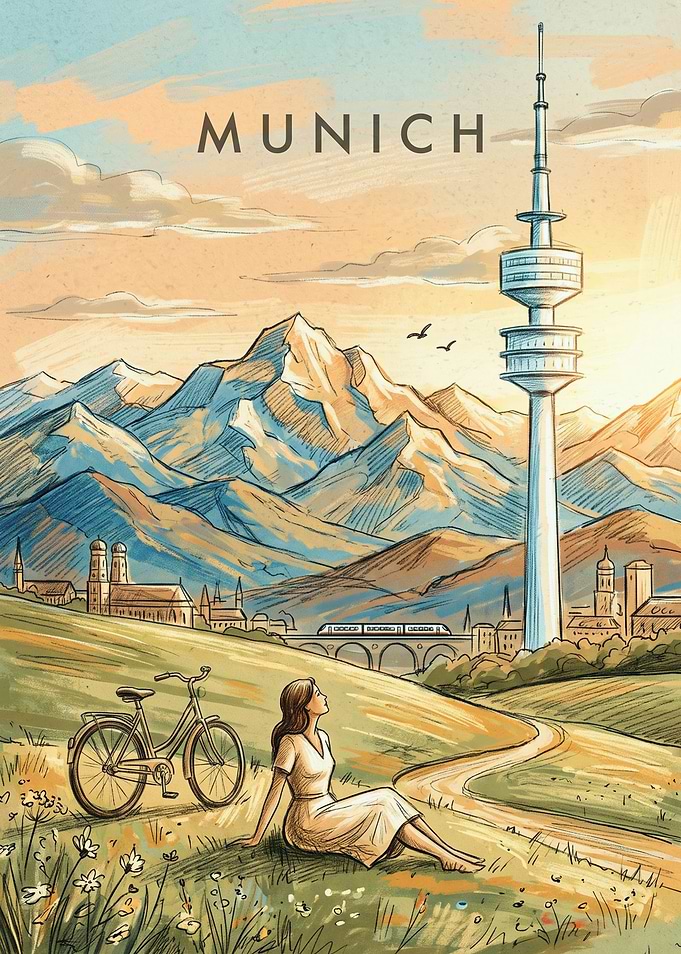 Vintage Travel Poster of Munich