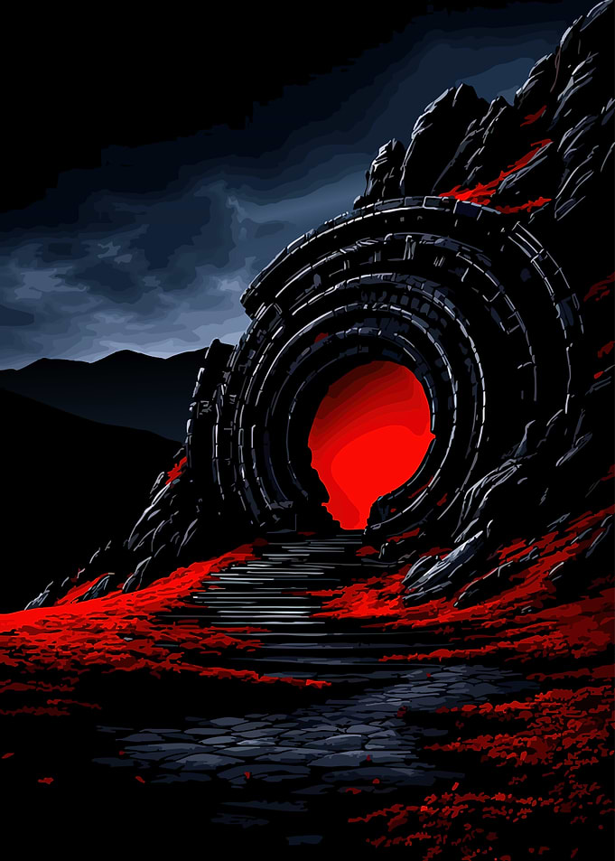 Mysterious Glowing Red Portal